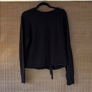 Athleta Black Long-Sleeve Tie-Front Sweatshirt